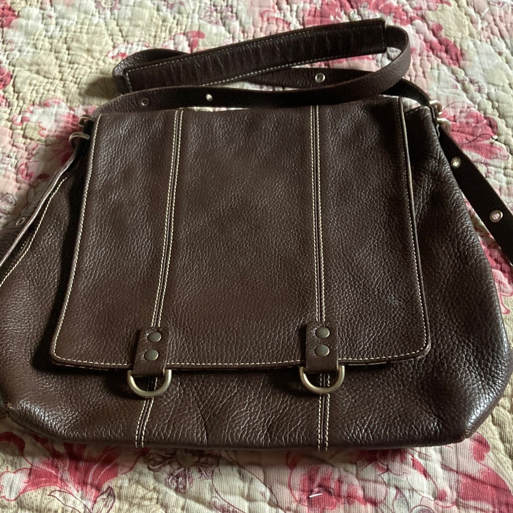 Plinio Visona Brown Leather large bag